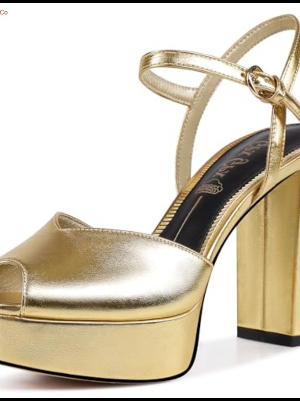 Faux Leather Platform High Heels Fish Mouth Open Toe Ankle Strap Sandals